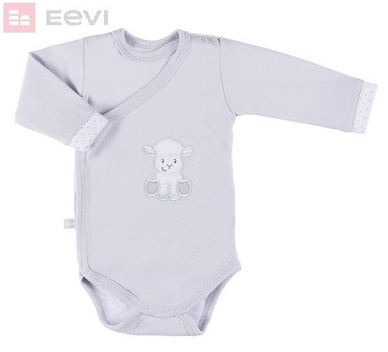 Eevi Dojčenské body s dlhým rukávom Newborn Ovečka sivá, 56