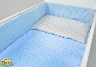 AMAL Súprava do postieľky MINKY, modrá + sivé hrášky, 120x90 cm