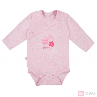 Eevi Dojčenské body s dlhým rukávom TINY Kvietky ružové