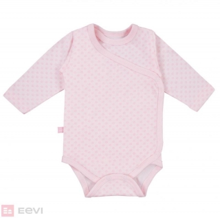 Eevi Dojčenské body s dlhým rukávom TINY Kvietky malé ružové