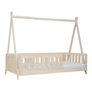 Detská posteľ so strieškou, bielená borovica, 80x160 cm