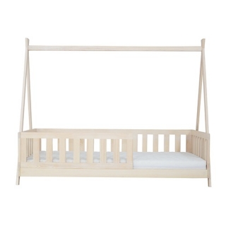 Detská posteľ so strieškou, bielená borovica, 90x180 cm