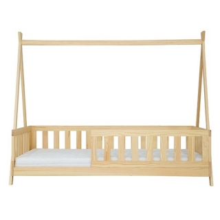 Detská posteľ so strieškou, prírodná, 90x180 cm