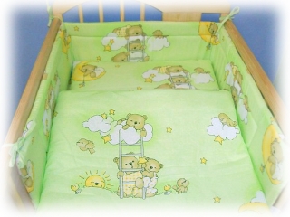 AMAL 3-dielna posteľná flanelová súprava, vzor zelení mackovia, 120x90 cm