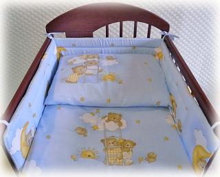 AMAL 3-dielna posteľná flanelová súprava, vzor modrí mackovia, 120x90 cm