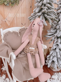 AMAL Handmade mušelínová hračka Zajačik CHARLOTTE, 78 cm